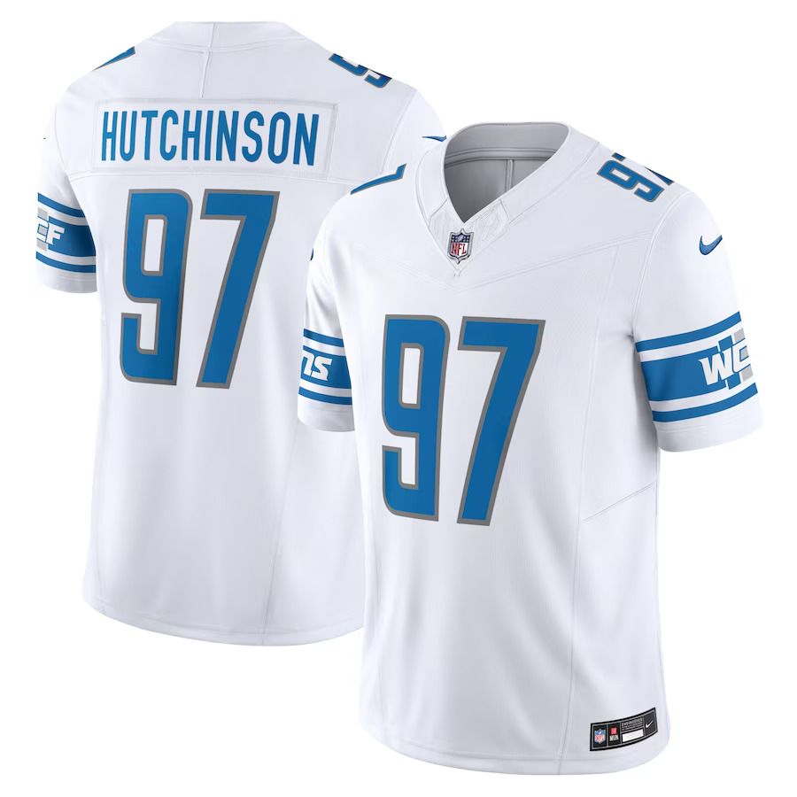 Men Detroit Lions #97 Aidan Hutchinson Nike White Vapor F.U.S.E. Limited NFL Jersey
